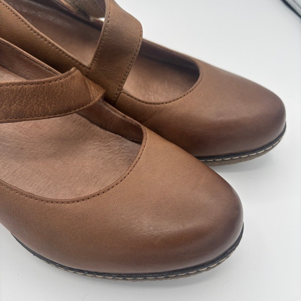 Dansko Lanie Mary Jane Women Sz 38 Brown Leather Wedge Comfort Shoes - Picture 13 of 14